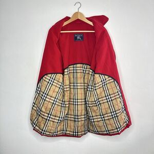 Vintage Burberrys Red Duffle Coat Womens UK 12 Made in England Nova Check Toggle